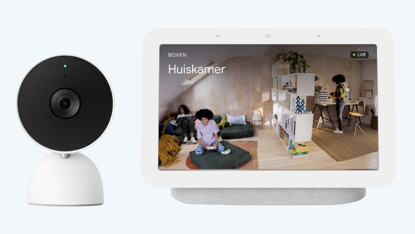 Google Nest IP camera with footage on the Google Nest Hub 2