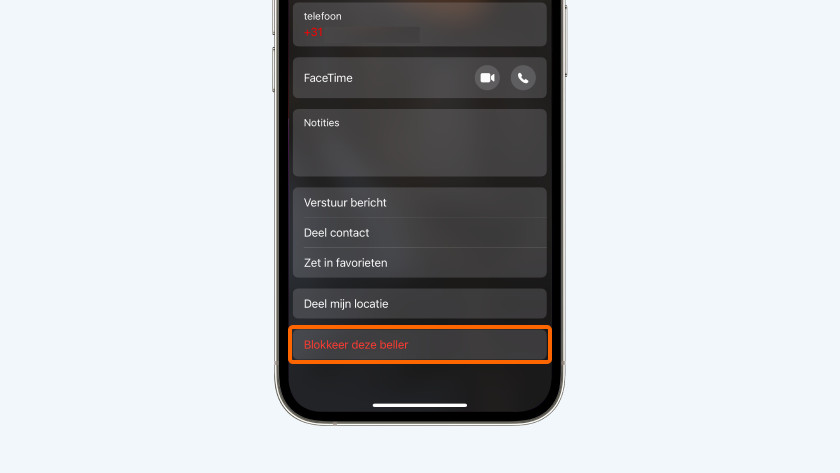 Tik op 'Blokkeer deze beller'