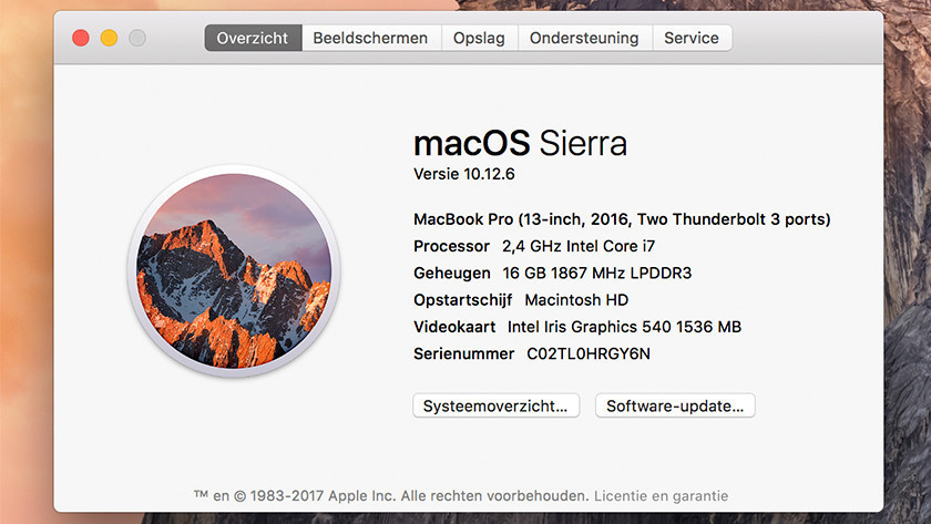 Gestionnaire de tâches Apple Mac avec la RAM correcte affichée