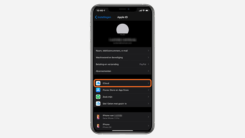 Kies voor 'iCloud'