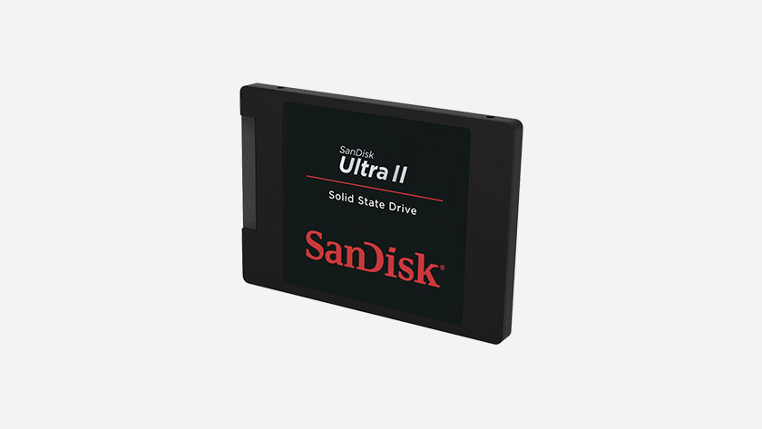 Een SanDisk Ultra II SSD. 