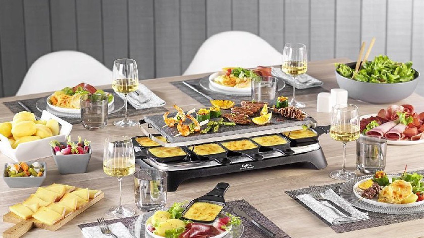 Raclette grill with stone grill plate