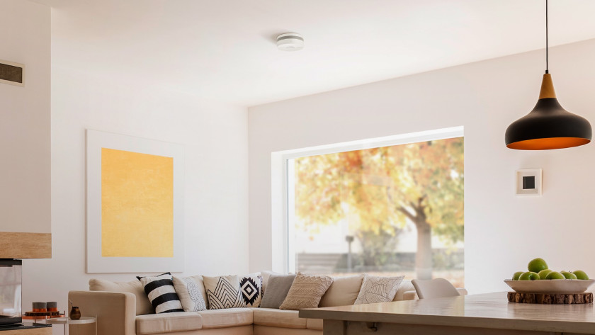 Détecteur de fumée connecté dans le salon