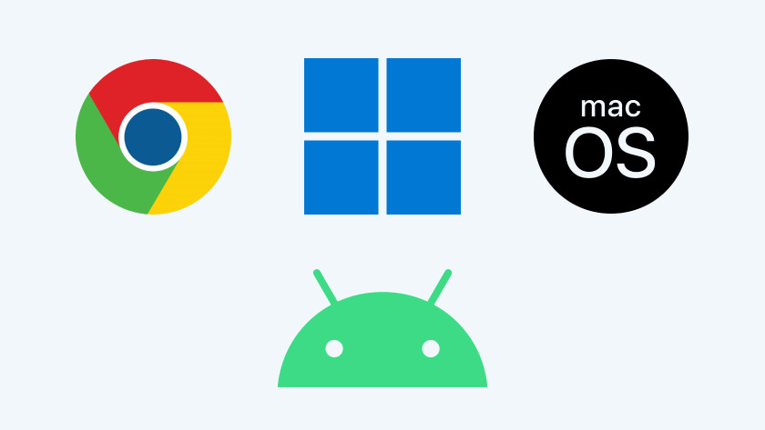 ChromeOS, Windows, macOS en Android besturingssystemen