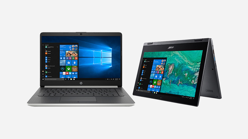 Een normale HP laptop en een Acer 2-in-1 laptop. 