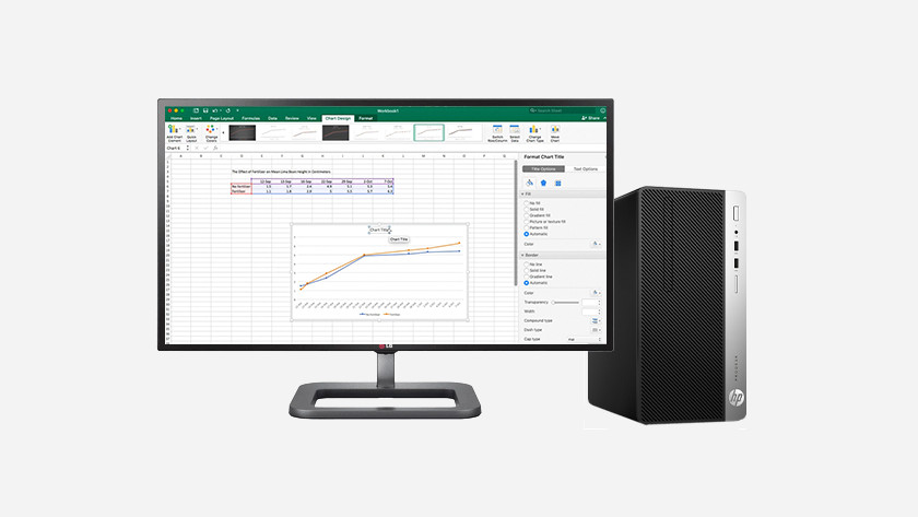 Excel op HP desktop monitor. 
