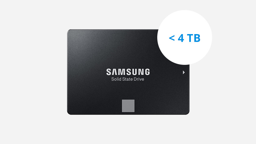 Een SSD heeft vaak minder dan 4 terabyte opslagruimte. 