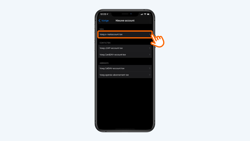 Sélectionnez « Ajouter un compte de messagerie »