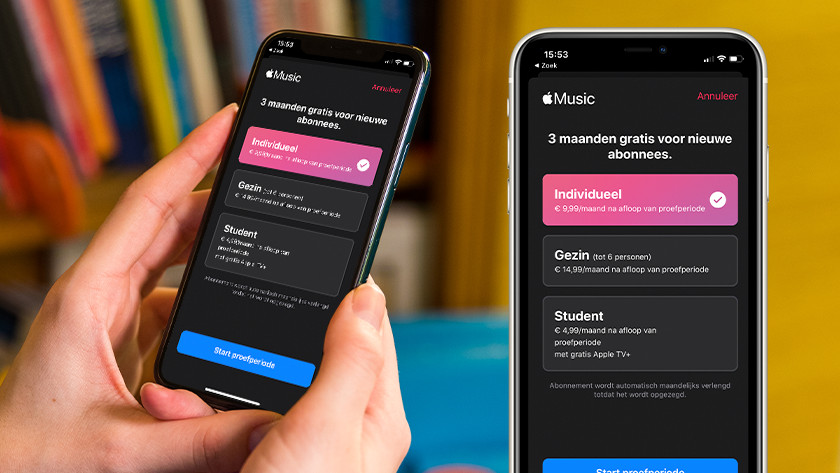 Kies jouw abonnement en tik op 'Start proefperiode'.