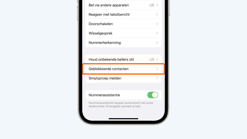 Druk op 'Geblokkeerde contacten'