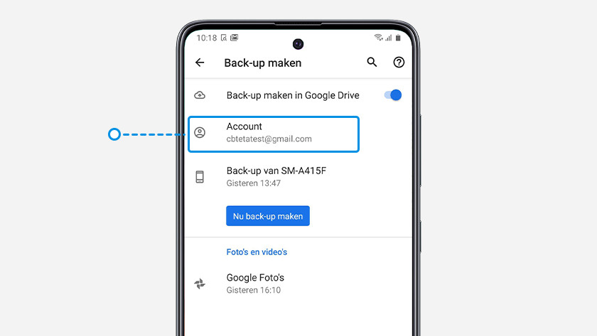 google account back up telefoon