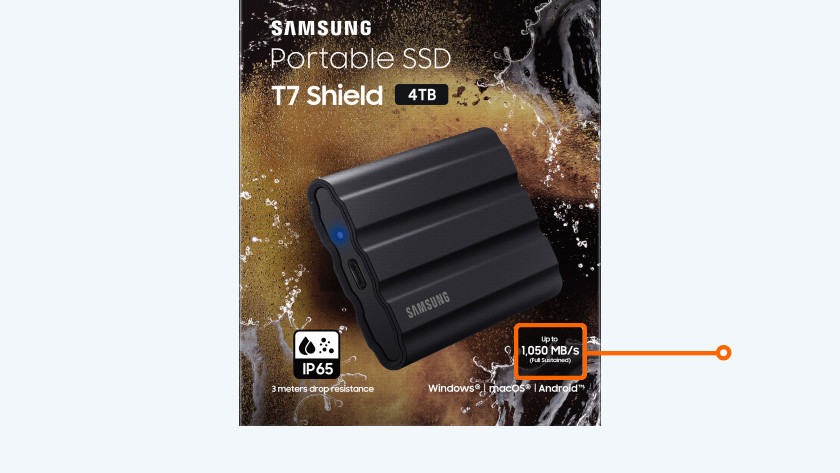 Vitesse Samsung T7 Portable et SSD externe T7 Shield