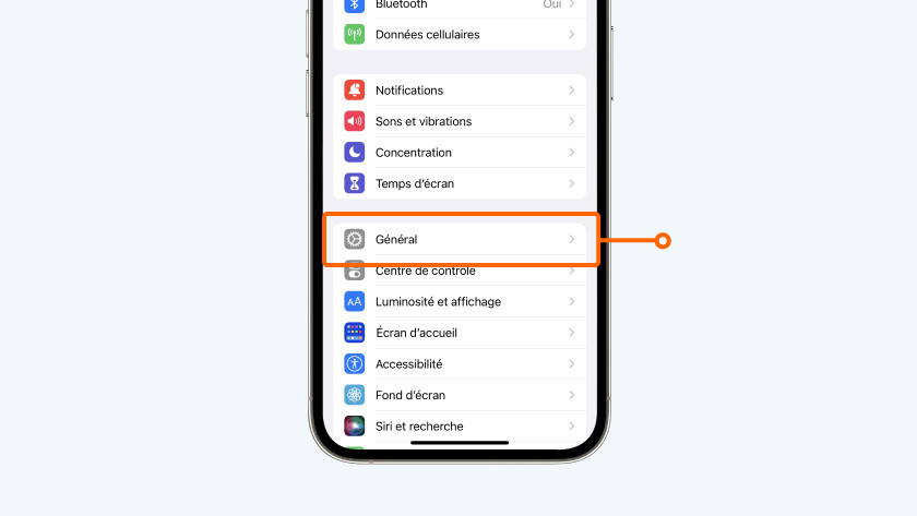 Appuyez sur « Général »