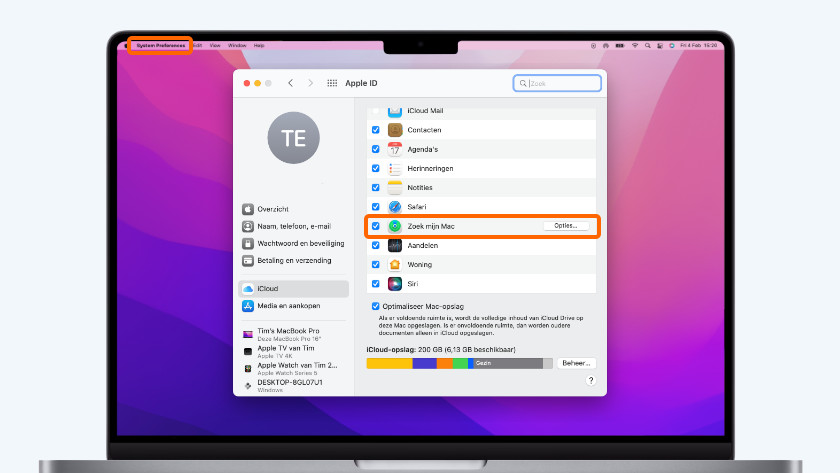 iCloud uitloggen zoek mijn Mac