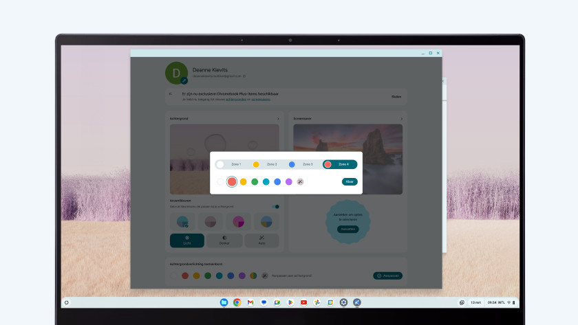 Instellingen Chromebook toetsenbord verlichting.