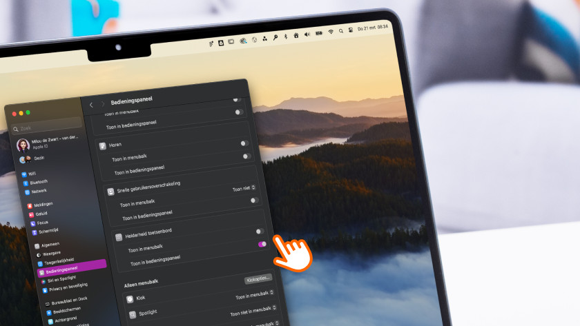 Menu instellingen MacBook