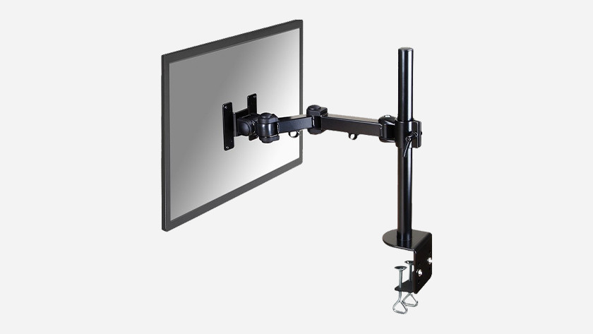 Monitor arm met bureau klem vastmaken