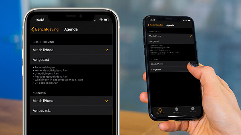 Kies een app waarvan je de meldingen wil instellen. Kies hier 'Match iPhone', of...
