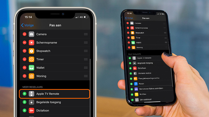 Tik op het groene plusje naast 'Apple TV Remote'.
