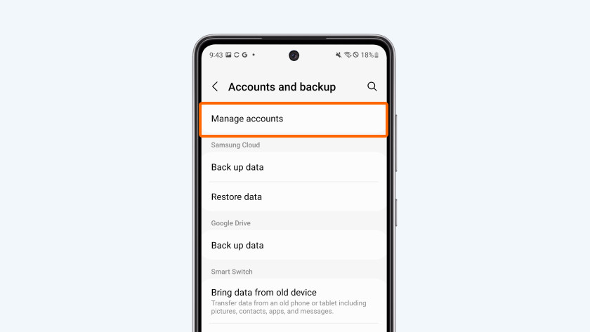 Manage Android account