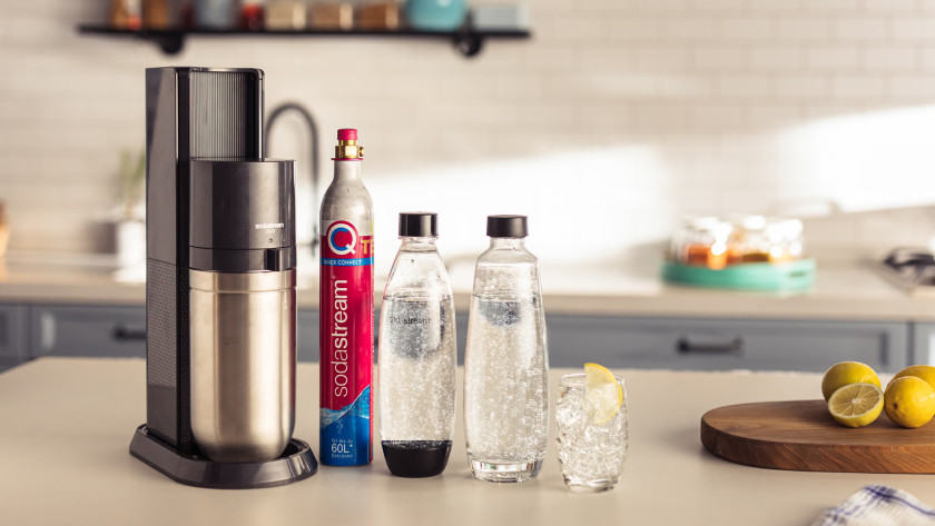 SodaStream with cylinder and bottles