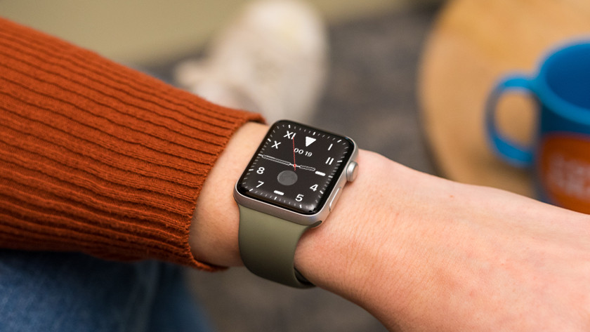 Apple Watch with green watch strap