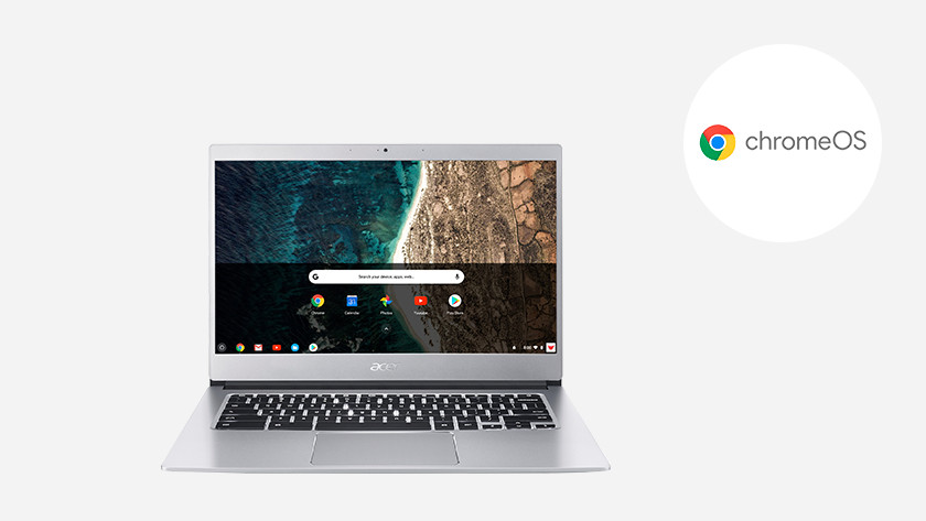 Un Chromebook avec le logo Chrome OS.