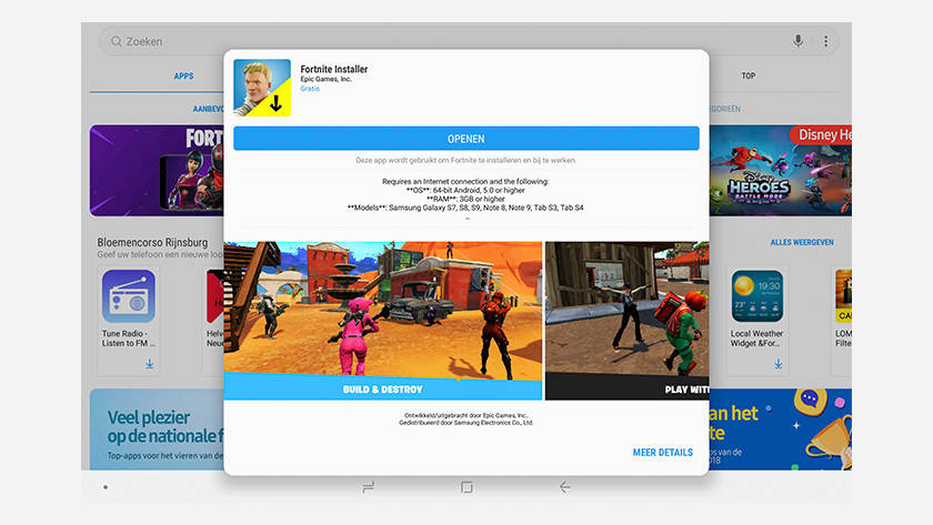 Fortnite installer Samsung Galaxy Apps