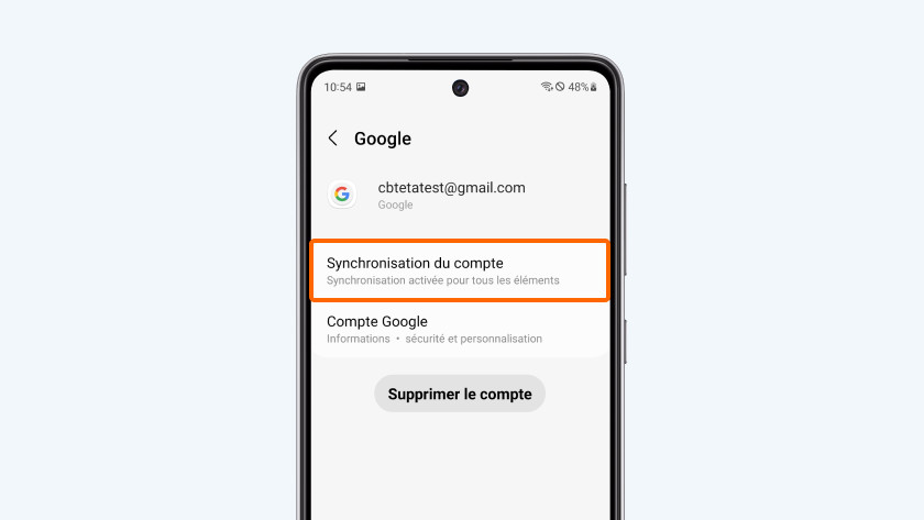 Synchronisation du compte