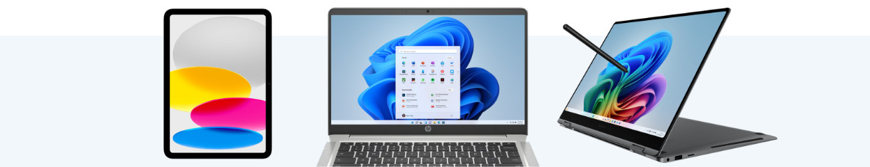 Vergelijk een tablet, laptop en een 2-in-1 laptop
