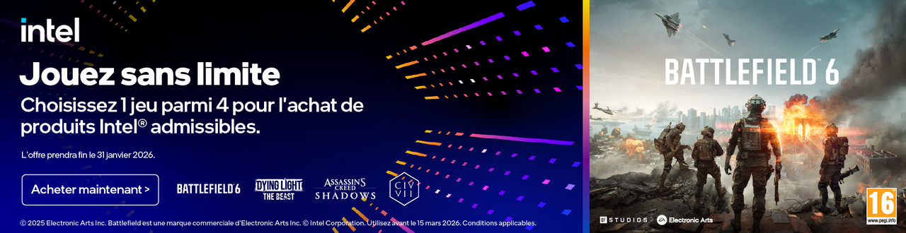 Recevez un code pour un jeu à l'achat d'un produit Intel Core Ultra ou Intel Arc