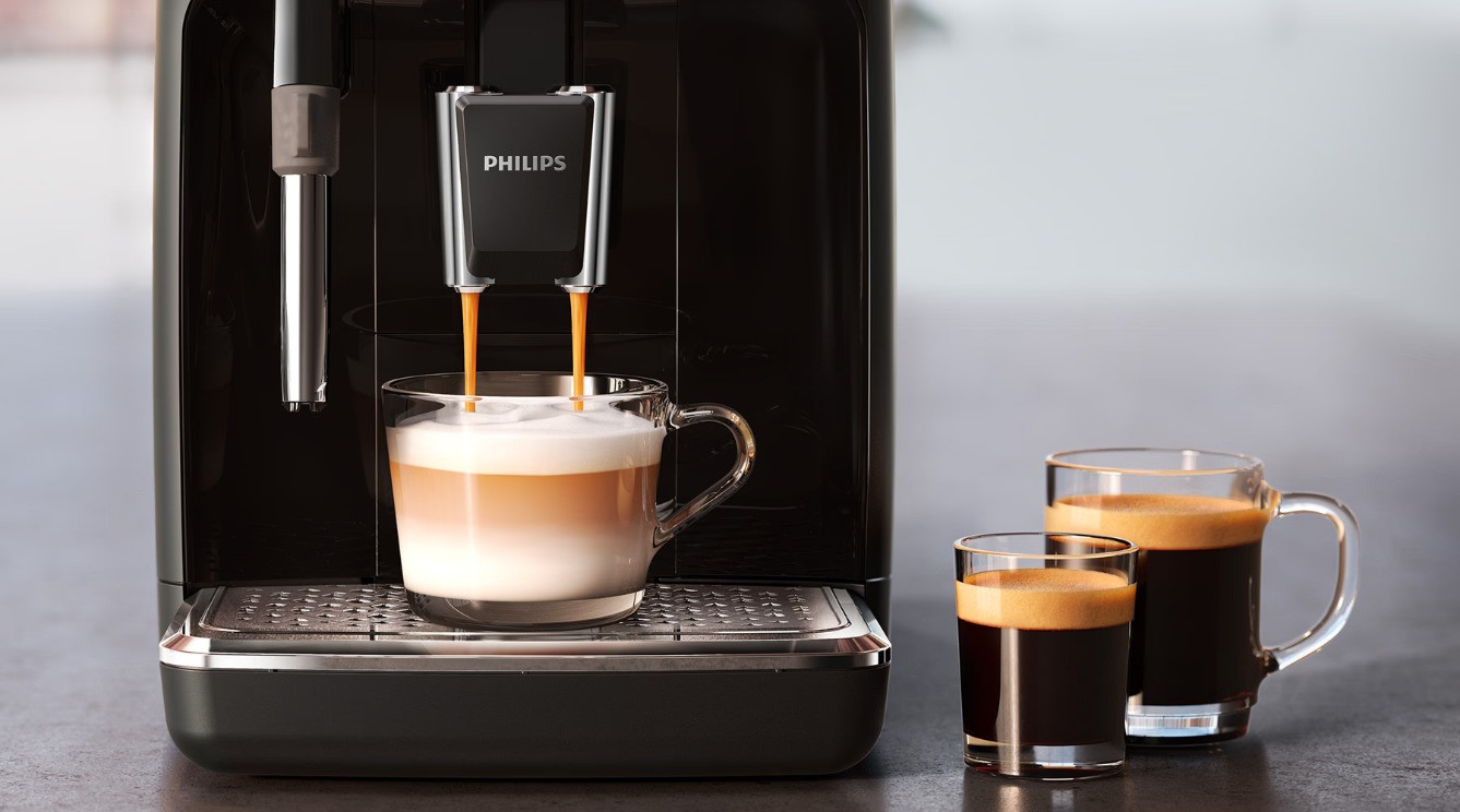 Highlighted Philips coffee machine