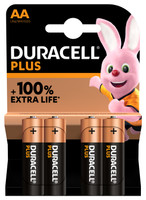 Duracell Alkaline Plus AA batteries 4 units