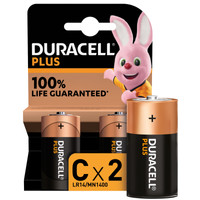 Duracell Alkaline Plus C batteries 2 units