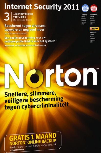 Norton Internet Security 2011 3 User Attach DVD NL is nooit meer leverbaar