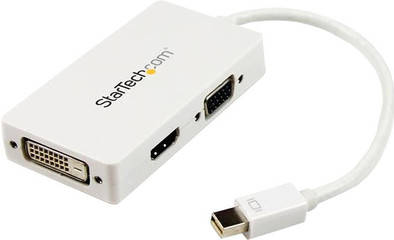 Startech A/V reisadapter Mini DP naar VGA / DVI-D Dual Link / HDMI Wit is nooit meer leverbaar