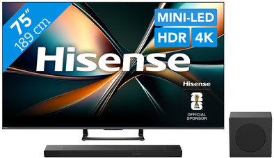 Hisense 75" ULED Mini-Led U7Q (2025) + Hisense AX3120Q is nooit meer leverbaar