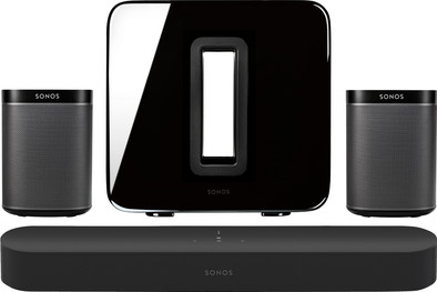 Sonos 5.1 Beam + Play:1 (2x) + Sub Zwart is nooit meer leverbaar