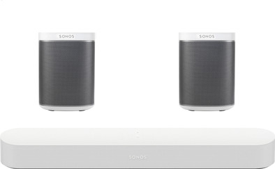 Sonos Beam 5.0 + Play:1 (x2) Wit is nooit meer leverbaar