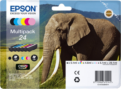 Epson 24 Inktcartridge 6 Colour Multipack C13T24284011 is nooit meer leverbaar