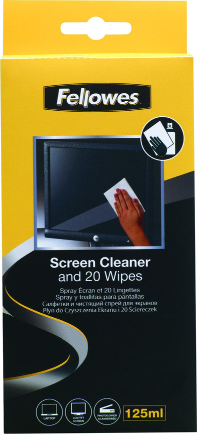 Fellowes Schermreinigingsspray + 20 Abs Doekjes is nooit meer leverbaar