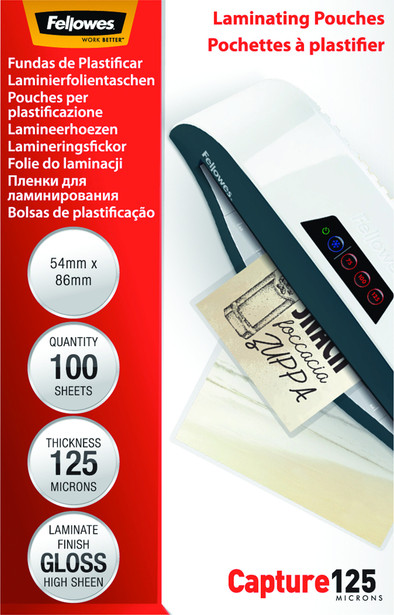 Fellowes Lamineerhoezen 125 micron 54 x 86 (100 stuks) is nooit meer leverbaar
