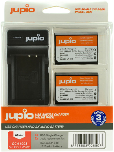 Jupio Kit: Battery LP-E10 (2x) + USB Single Charger is nooit meer leverbaar