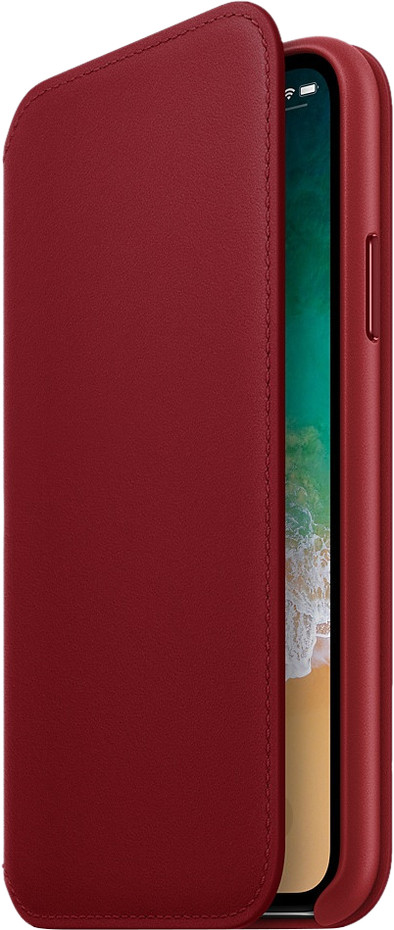 Apple iPhone X Leather Folio Book Case RED is nooit meer leverbaar