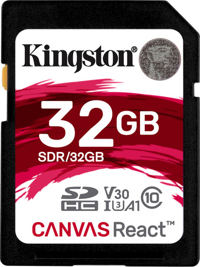 Le produit Kingston SDHC Canvas React 32 Go 100 MB/s ne sera plus jamais disponible