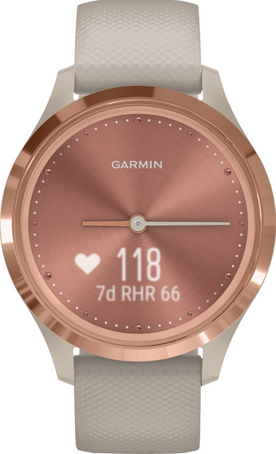 Garmin Vivomove 3S Sport - Rosé Goud/Beige - 39 mm is nooit meer leverbaar