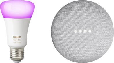 Google Nest Mini Wit + Philips Hue White and Color E27 Losse Lamp Bluetooth is nooit meer leverbaar
