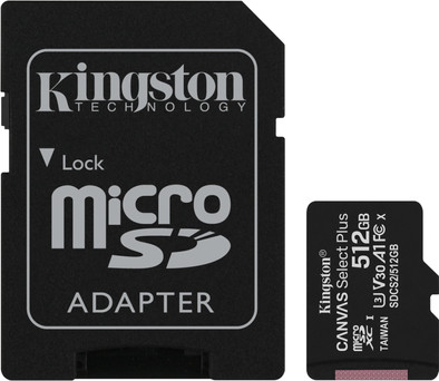Kingston microSDXC Canvas Select Plus 512GB 100 MB/s + SD adapter is nooit meer leverbaar
