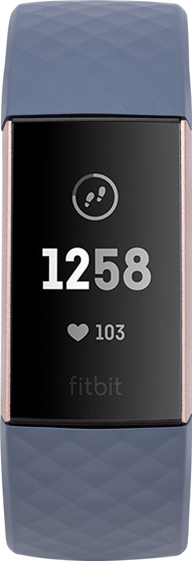 Fitbit Charge 3 Blue Grey/Rose Gold Aluminium is nooit meer leverbaar
