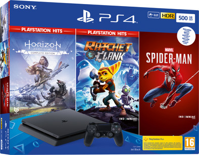 Sony PlayStation 4 Slim 500 GB - Horizon Zero Dawn - Ratchet &amp; Clank - Marvel's Spider-Man is nooit meer leverbaar